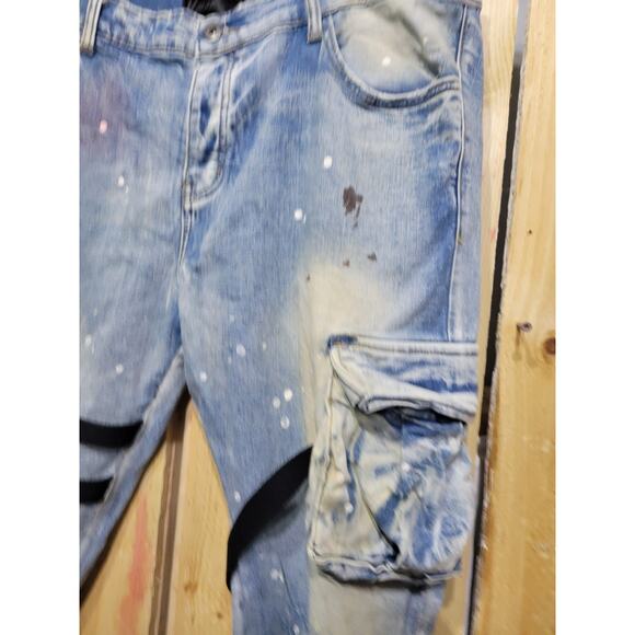 Valabasas Distressed Paint Splash Skiny Leg Jeans Mens Sz 40 X 30 - Picture 3 of 14